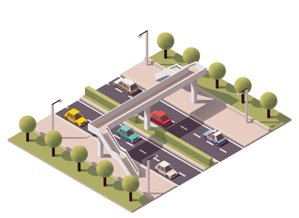 Vector isometric pedestrian bridge - Gringo Gazette