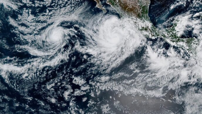 Hurricane Priscilla forms in the Pacific Ocean off the southwestern coast of Mexico