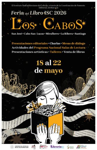 Cartel de la Feria del Libro ISC 2026 en Los Cabos, con presentaciones, charlas y talleres, del 18 al 22 de mayo.