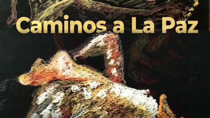 Cartel de exposición: Caminos a La Paz, pintura y escultura, de Paulino Pérez (inauguración y lugar).