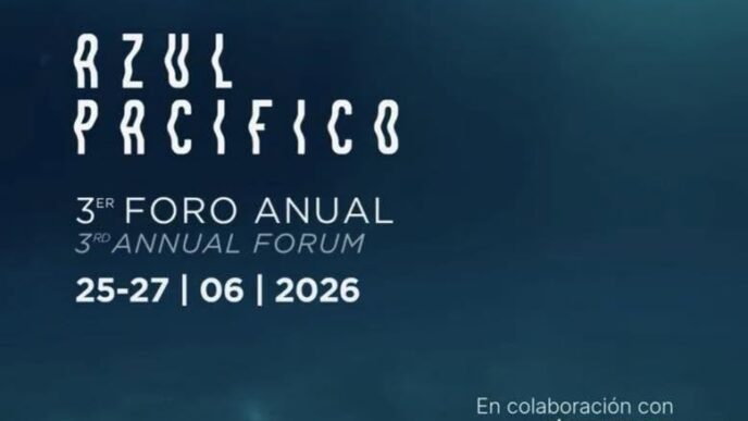 Poster advertising the 3rd Foro Annual Forum 'Azul Pacífico' with World Oceans Day 2026 logos and event dates (25-27 June 2026).