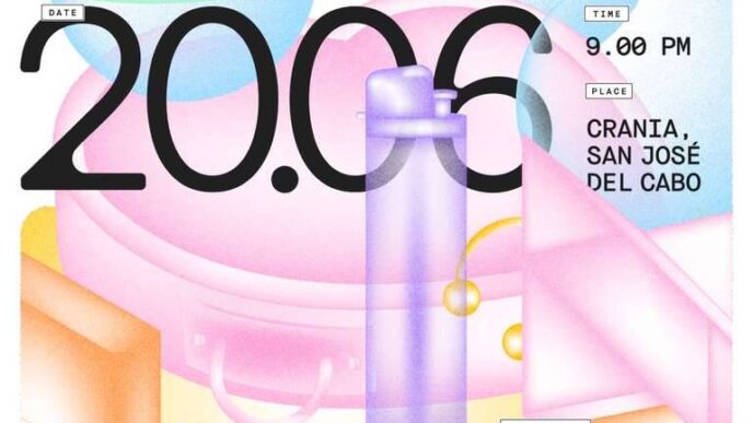 Colorful abstract event poster for Pride celebration, with bold black typography over pastel shapes; includes small blocks for Date, Time, Place and credits mentioning Perfect Lovers, Kodemul, Lucy Quim & Garcia.