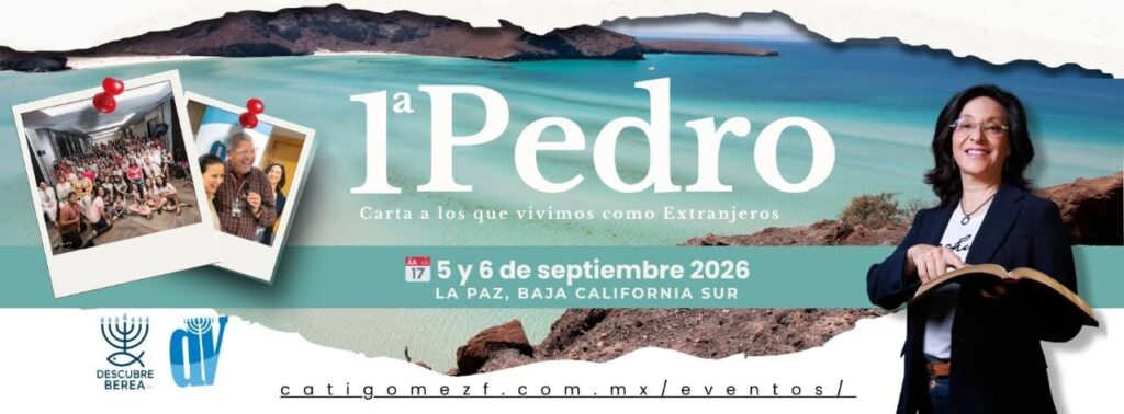 713824558_10242376012926224_6480669576462561400_n - Gringo Gazette Banner promocional del evento '1 Pedro' en La Paz, Baja California Sur, 5–6 de septiembre de 2026, con fotos estilo Polaroid a la izquierda y una mujer con libro a la derecha.