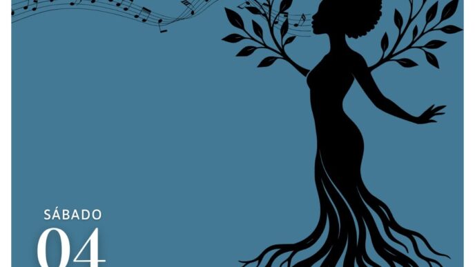 Poster for 'Mi camino vocal' recital de alumnos by Lidia Calderón de la Barca; shows a silhouetted figure with tree-like roots and flowing musical notes; July 4, 18:00 at Centro Cultural La Paz, La Paz, BCS.