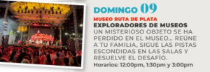 museo de ruta de plata 3 Cartel promocional en español anunciando el domingo 09, con escenario iluminado y público mirando un espectáculo al aire libre y una banda en el escenario.