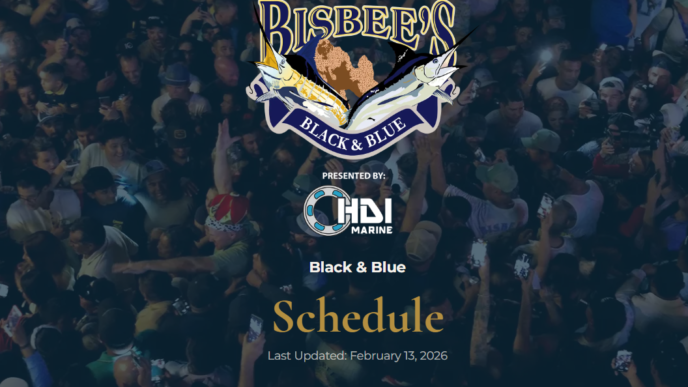 Poster for Bisbee's Black & Blue event with logos and a prominent 'Schedule' headline.