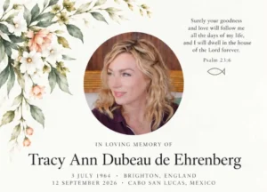 Tracy Ann Dubeau de Ehrenberg: 1964–2026