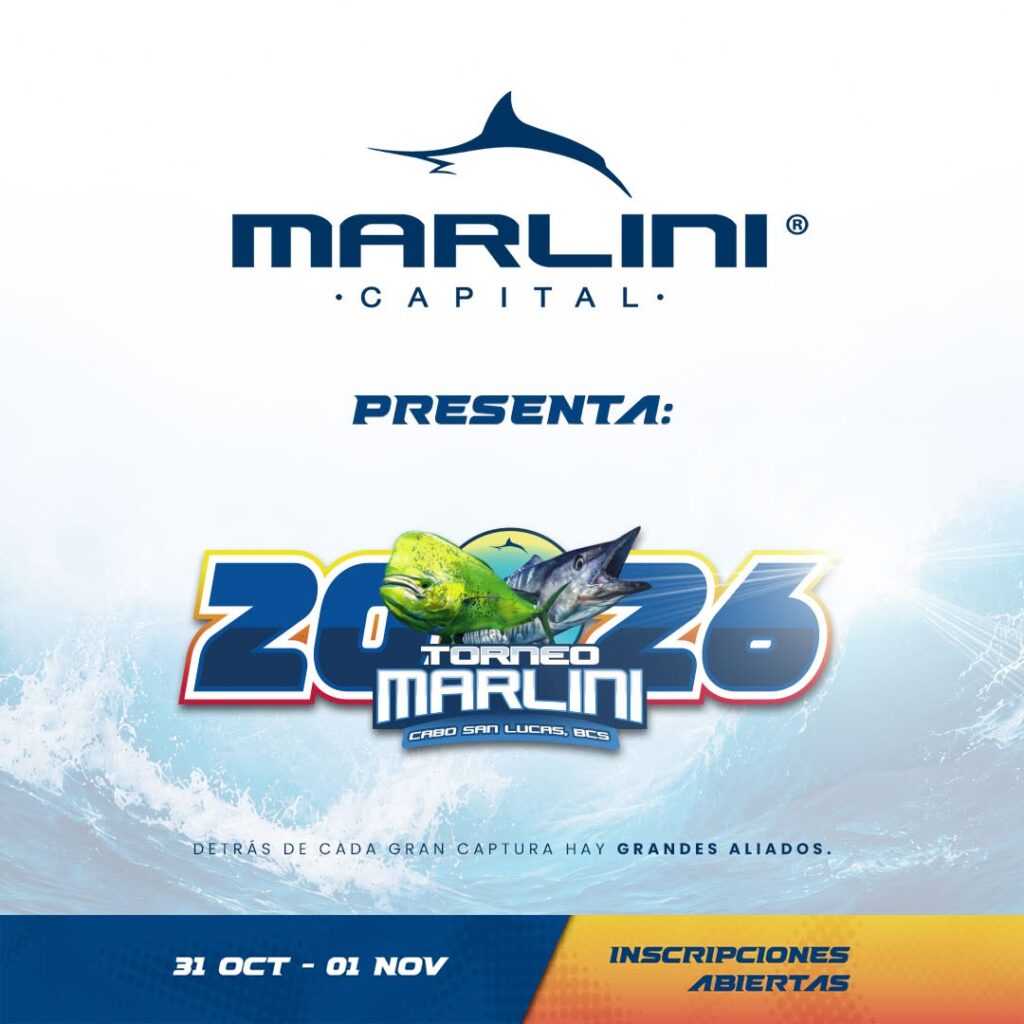 Promotional poster for the Marliní Capital tournament, featuring the logo and a wave design with a fish graphic in the center.